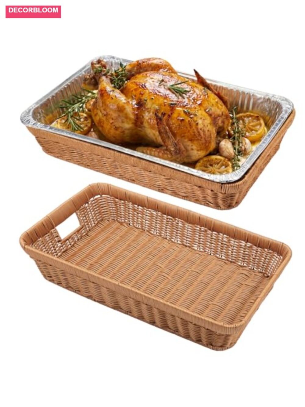 2 Pcs Large Wicker Pan Holder for 21x13 Aluminum Foil Pans